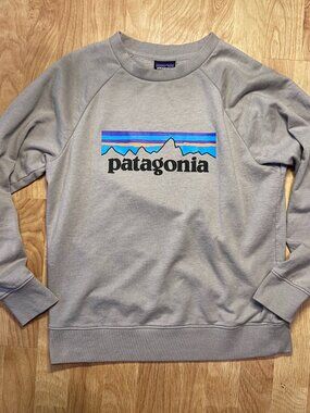 Patagonia Crewneck Sweatshirt Womens XL Organic Cotton Grey Logo